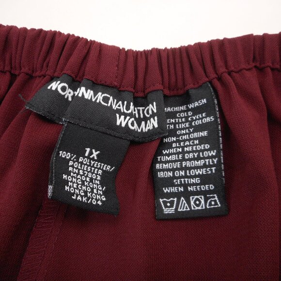 Norton McNaughton Womens plus size 1X Wide Leg Dress Pants Vintage NWT Burgundy - Picture 6 of 9